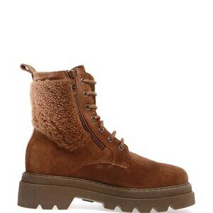 NEW VOILE BLANCHE Cloden Shearling Lined Leather Booties Brown for women 1066tn